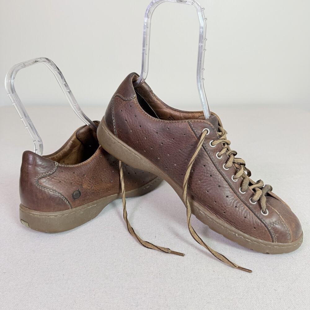 Born Brown Leather Sneakers Men's 12M Perforated Bowling Casual Comfort Low Tops